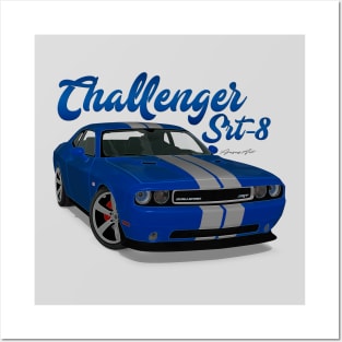 Challenger Srt-8 Blue Stripe Front Posters and Art